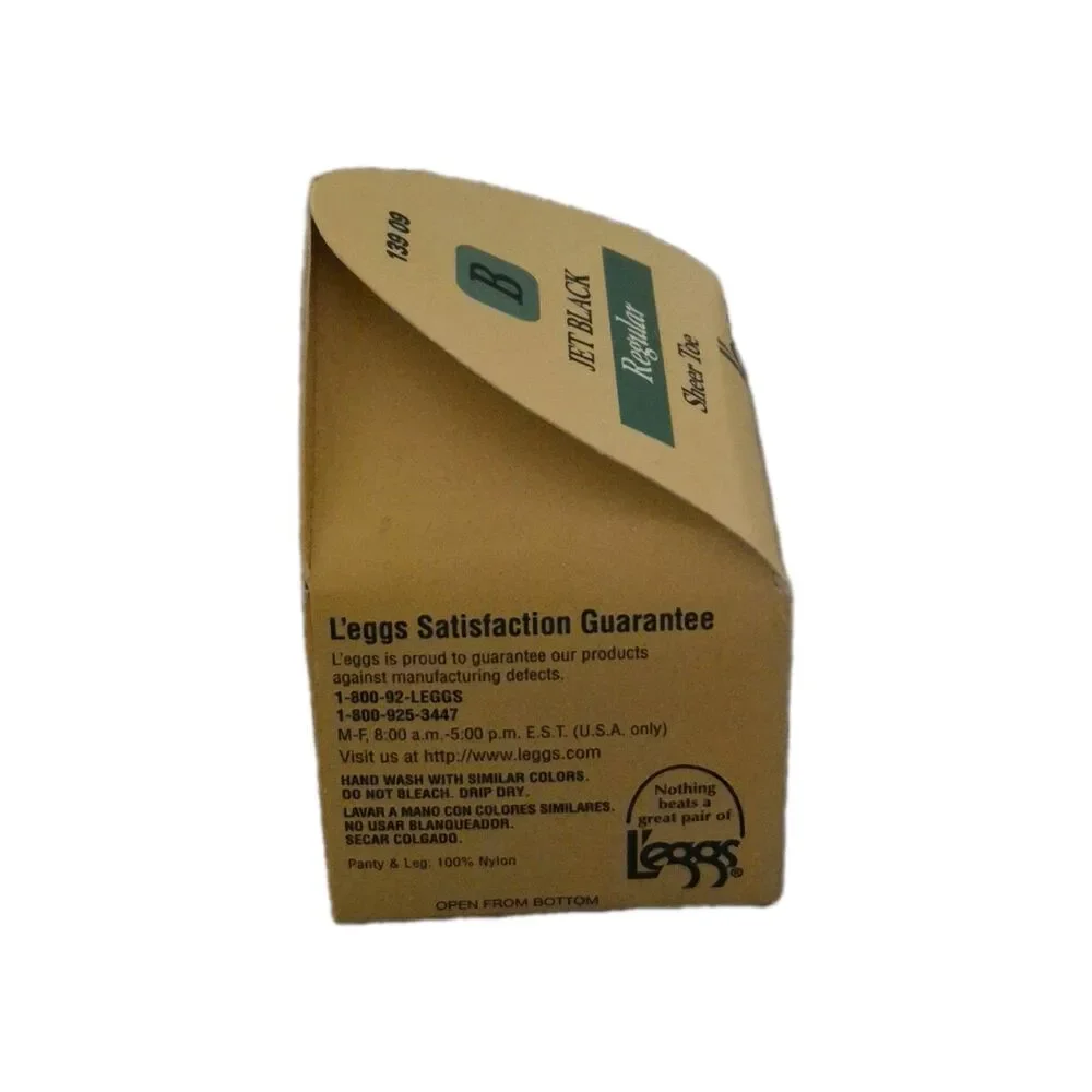 L'eggs Pantyhose Size B Jet Black Regular Sheer Toe Regular New Deadstock
